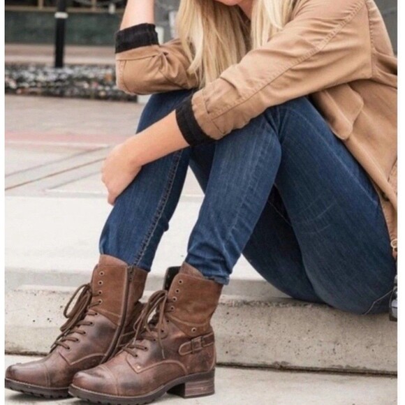 Taos Women Caramel Crave Leather Mid Calf Boot Classic EU41 US 10-10.5 Zip Lace - Picture 1 of 14